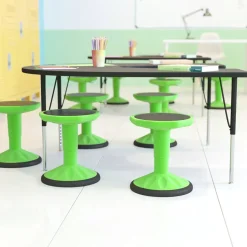 Carter Adjustable Height Kids Flexible Active Stool for Classroom and Home with Non-Skid Bottom in Green, 14" - 18" Seat Height