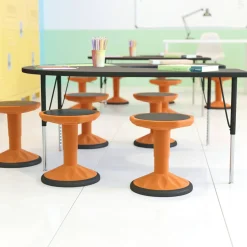 Carter Adjustable Height Kids Flexible Active Stool for Classroom and Home with Non-Skid Bottom in Orange, 14