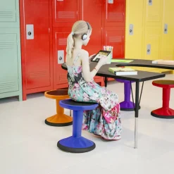 Carter Adjustable Height Kids Flexible Active Stool for Classroom and Home with Non-Skid Bottom in Blue, 14" - 18" Seat Height
