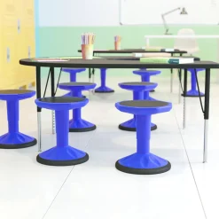 Carter Adjustable Height Kids Flexible Active Stool for Classroom and Home with Non-Skid Bottom in Blue, 14