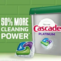Cascade Platinum Dishwasher ActionPacs, Fresh, 1.99 Lb, Pack Of 59 Pacs