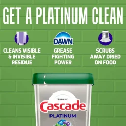 Cascade Platinum Dishwasher ActionPacs, Fresh, 1.99 Lb, Pack Of 59 Pacs