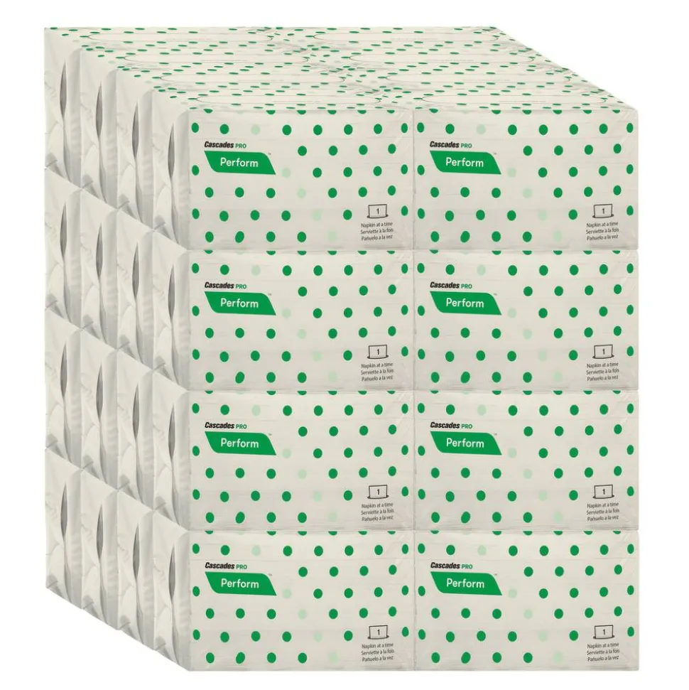 Cascades PRO Perform 1-Ply Interfold Napkins, 6 1/2" x 4 1/4", Natural, 188 Sheets Per Pack, Case Of 32 Packs