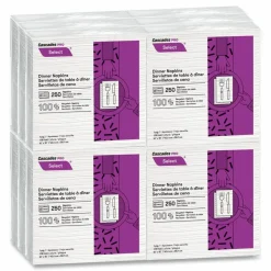 Cascades PRO Select Dinner Napkins, 1-Ply, 16 x 15, White, 250/Pack, 12/Carton
