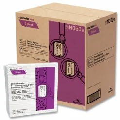 Cascades PRO Select Dinner Napkins, 1-Ply, 16 x 15, White, 250/Pack, 12/Carton