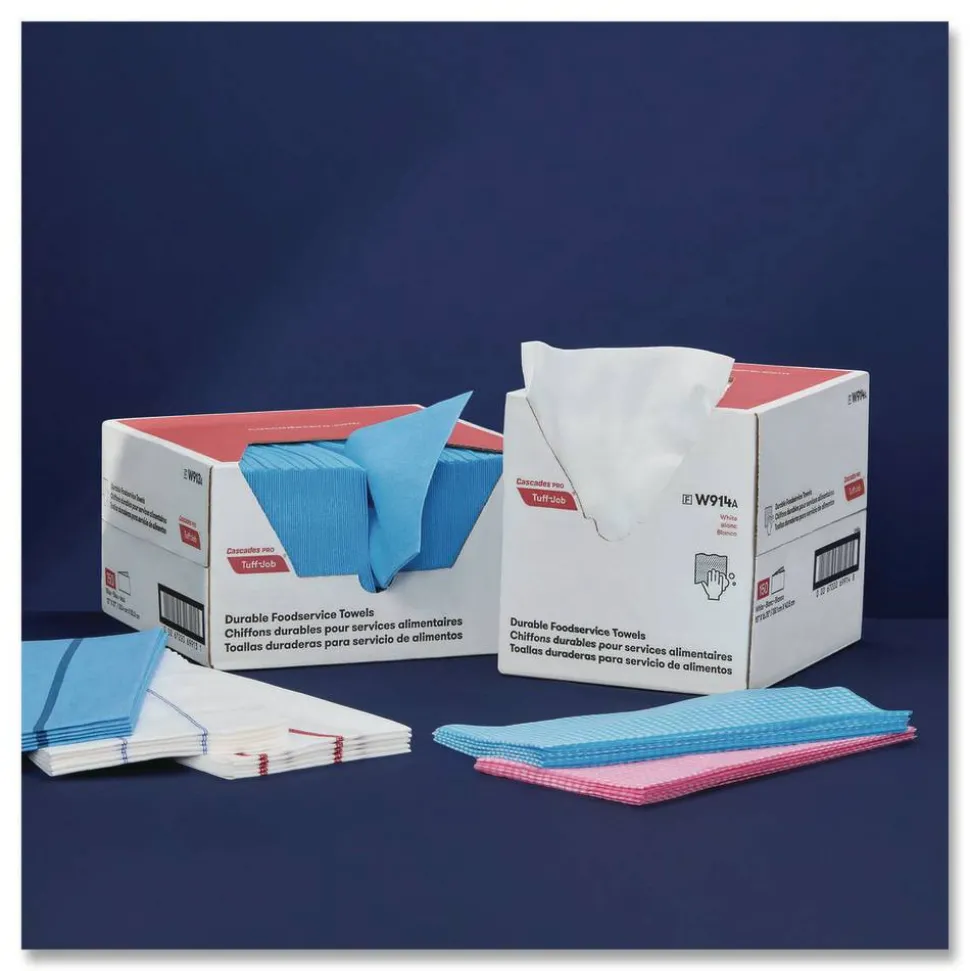 Cascades PRO Tuff-Job S900 Antimicrobial Foodservice Towels, 12 x 24, White/Red, 150/Carton