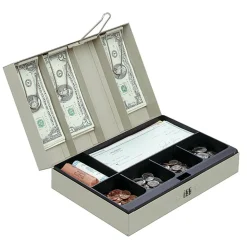 Cash Box, 3 1/8"H x 11 3/8"W x 7 5/8"D, Sand