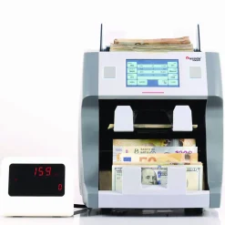 Cassida 9900R Two-Pocket Mixed Bill Counter, Three Speeds: 800 bills/min, 1,000 bills/min, 1,200 bills/min, 9.5 x 11 x 10.4, Gray