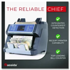 Cassida 6600 UV/MG Top Loading Bill Counter, 1,400 bills/min, 10.2" x 11" x 8.1", Gray