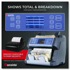 Cassida 6600 UV/MG Top Loading Bill Counter, 1,400 bills/min, 10.2
