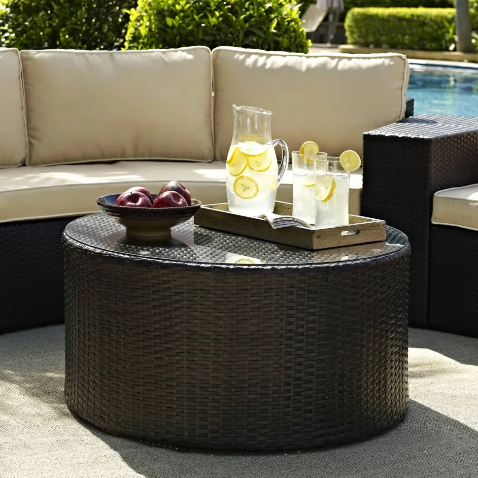 Catalina Outdoor Wicker Round Coffee Table