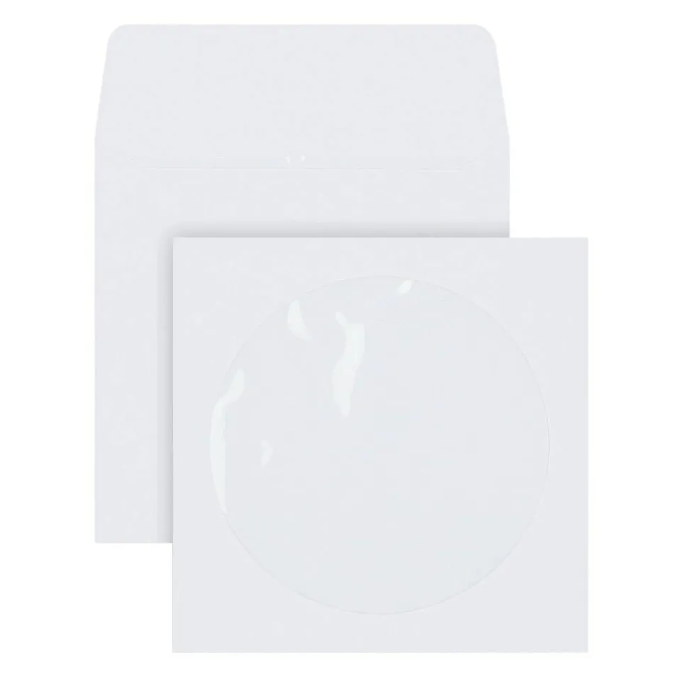 CD/DVD Window Envelopes, 5" x 5", White, Pack Of 50