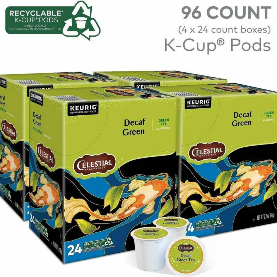 Celestial Seasonings Decaffeinated Green Tea K-Cups, 96/Carton
