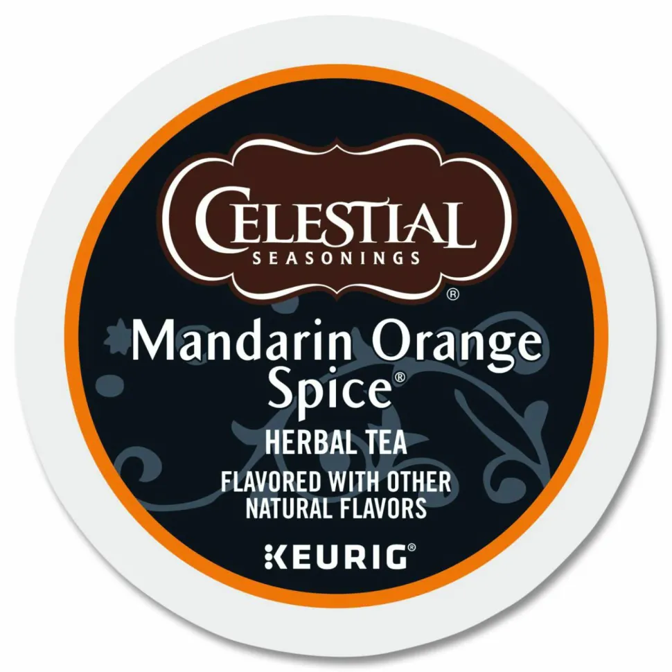 Celestial Seasonings Mandarin Orange Spice Herb Tea, 0.13 oz K-Cups, 96/Carton