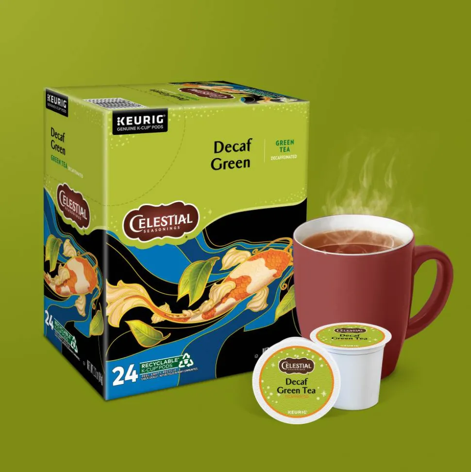 Celestial Seasonings Natural Antioxidant Decaf Green Tea Keurig Single-Serve K-Cup Pods, 24 Pods Per Pack, Case Of 4 Packs