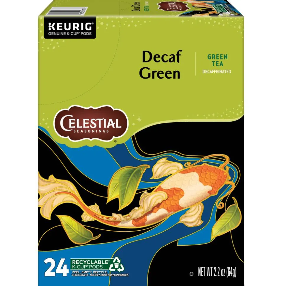 Celestial Seasonings Natural Antioxidant Decaf Green Tea Keurig Single-Serve K-Cup Pods, 24 Pods Per Pack, Case Of 4 Packs