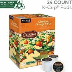 Celestial Seasonings Single-Serve K-Cup Pods, Mandarin Orange Tea, Box Of 24