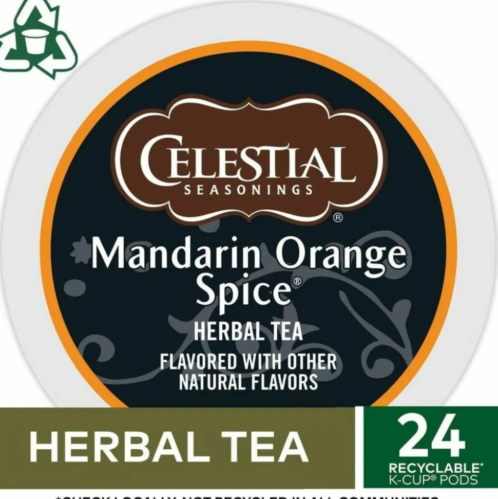 Celestial Seasonings Single-Serve K-Cup Pods, Mandarin Orange Tea, Box Of 24