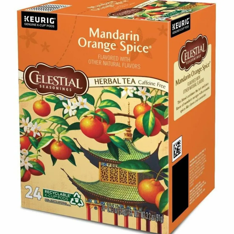 Celestial Seasonings Single-Serve K-Cup Pods, Mandarin Orange Tea, Box Of 24