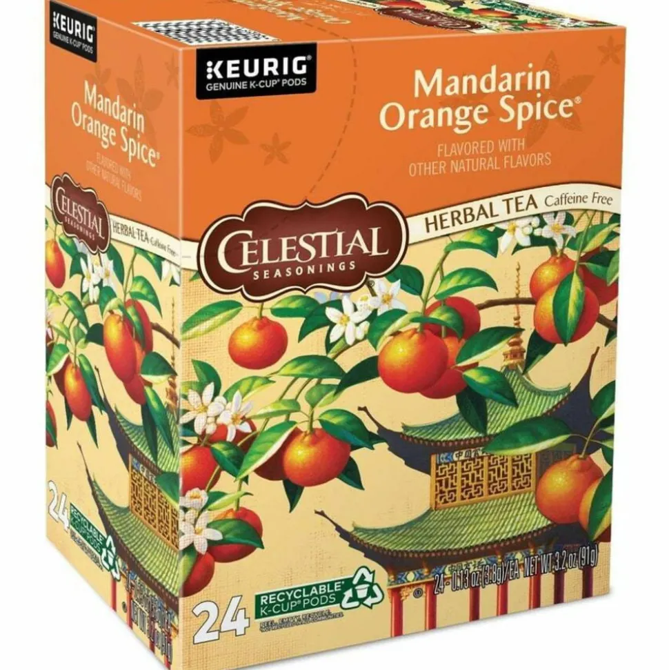 Celestial Seasonings Single-Serve K-Cup Pods, Mandarin Orange Tea, Box Of 24