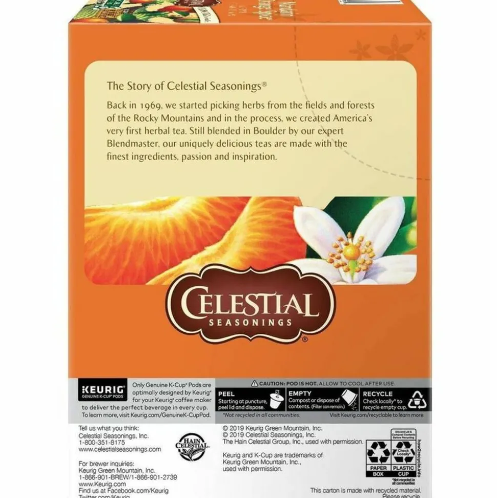Celestial Seasonings Single-Serve K-Cup Pods, Mandarin Orange Tea, Box Of 24