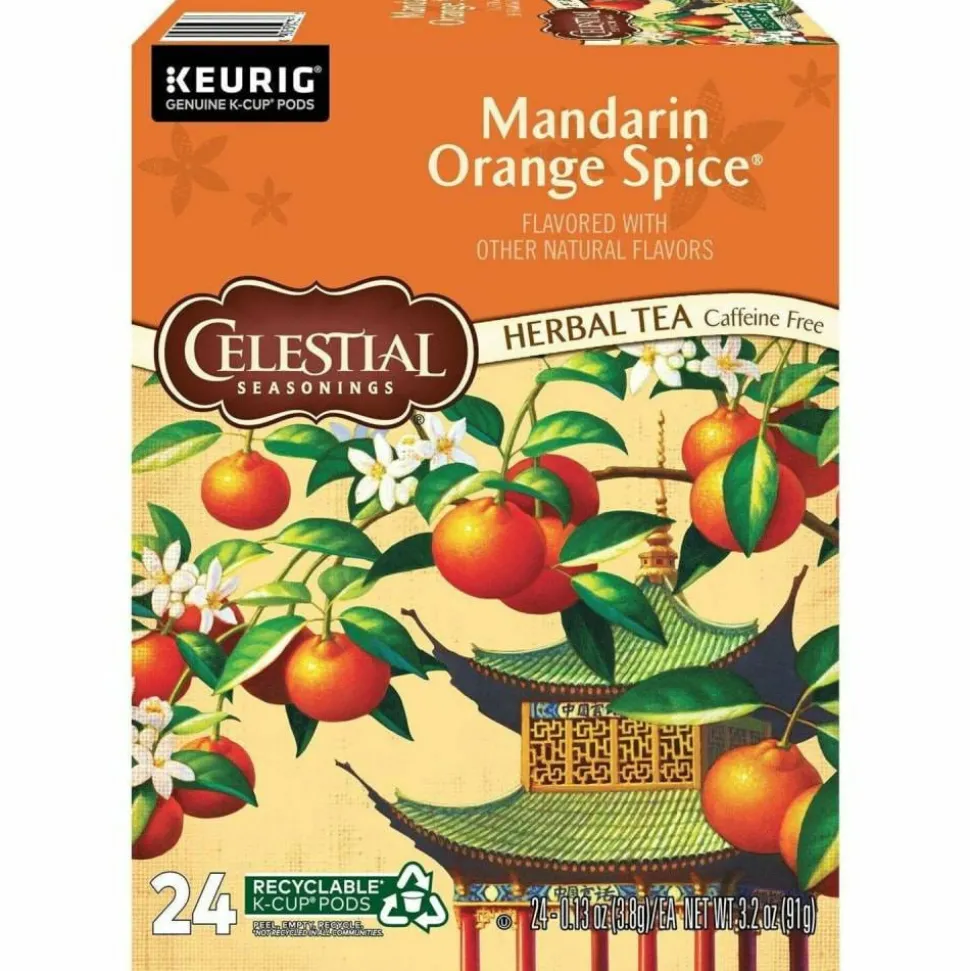 Celestial Seasonings Single-Serve K-Cup Pods, Mandarin Orange Tea, Box Of 24