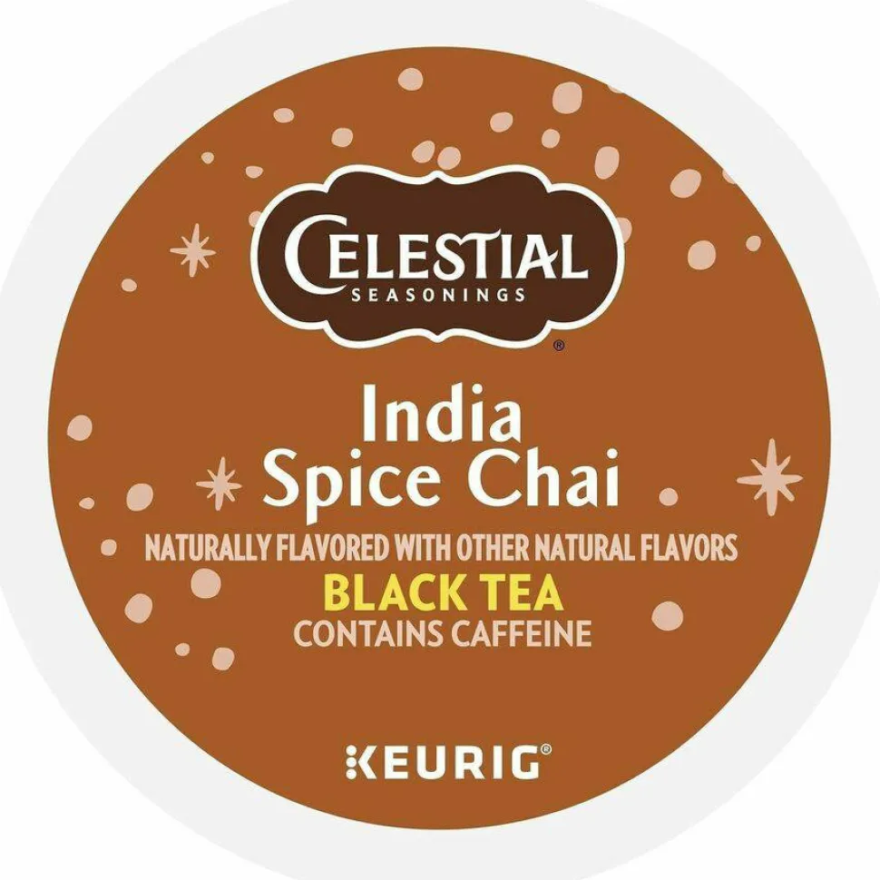 Celestial Seasonings Single-Serve K-Cup Pods, Original India Spice Chai Tea, Box Of 24