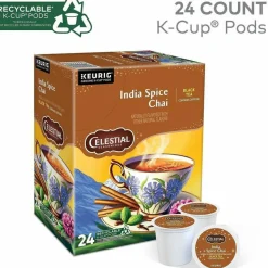 Celestial Seasonings Single-Serve K-Cup Pods, Original India Spice Chai Tea, Box Of 24