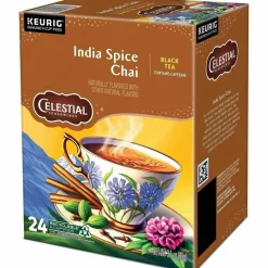 Celestial Seasonings Single-Serve K-Cup Pods, Original India Spice Chai Tea, Box Of 24