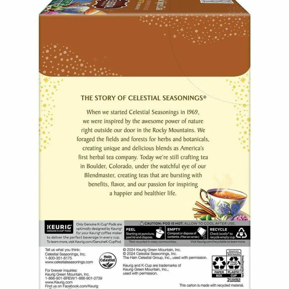Celestial Seasonings Single-Serve K-Cup Pods, Original India Spice Chai Tea, Box Of 24