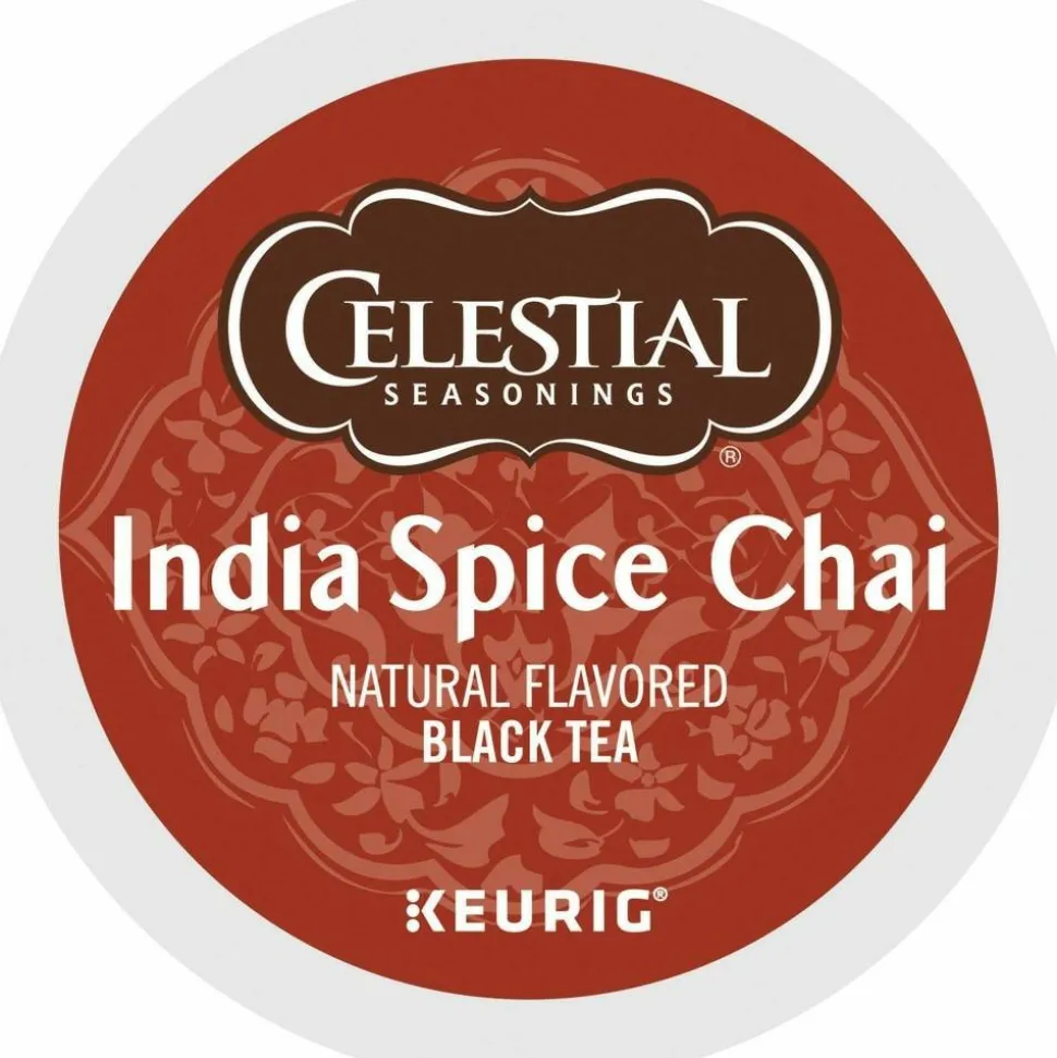 Celestial Seasonings Single-Serve K-Cup Pods, Original India Spice Chai Tea, Box Of 24