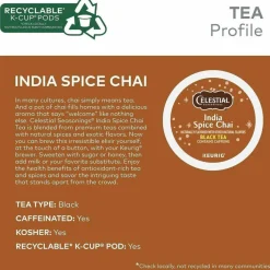 Celestial Seasonings Single-Serve K-Cup Pods, Original India Spice Chai Tea, Box Of 24