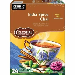 Celestial Seasonings Single-Serve K-Cup Pods, Original India Spice Chai Tea, Box Of 24
