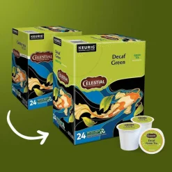 Celestial Seasonings Single-Serve K-Cup Pods, Decaffeinated, Green Tea, Box Of 24