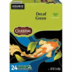 Celestial Seasonings Single-Serve K-Cup Pods, Decaffeinated, Green Tea, Box Of 24