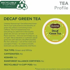 Celestial Seasonings Single-Serve K-Cup Pods, Decaffeinated, Green Tea, Box Of 24