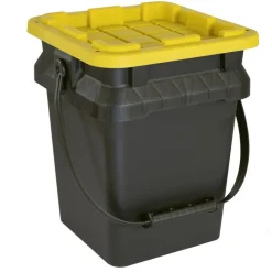 Centrex Tough Box Bucket With Lid, 5-Gallon, 13”L x 12”W x 15”H, 45% Recycled, Black/Yellow