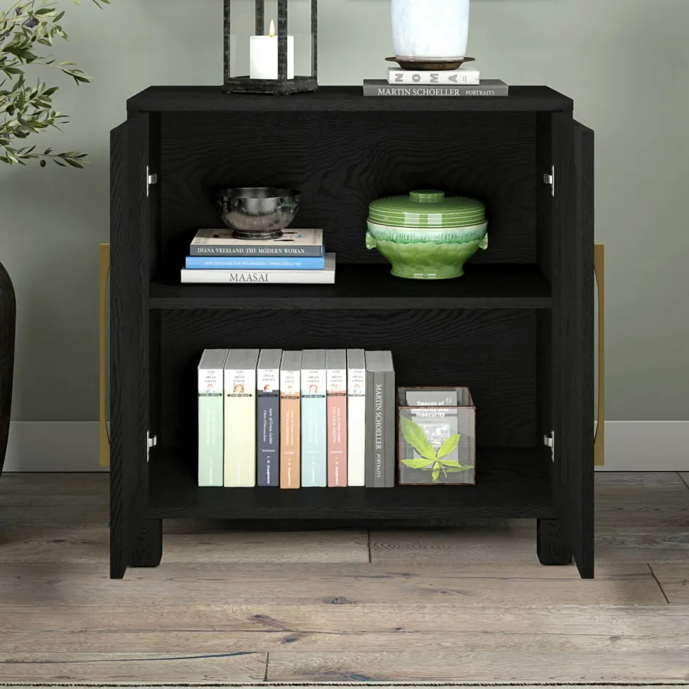 Chabot 28" Wide Rectangular Accent Cabinet in Black Grain