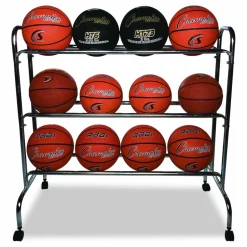 Champion Sports 12-Ball Basketball Rack, 41" x 17" x 41", Steel