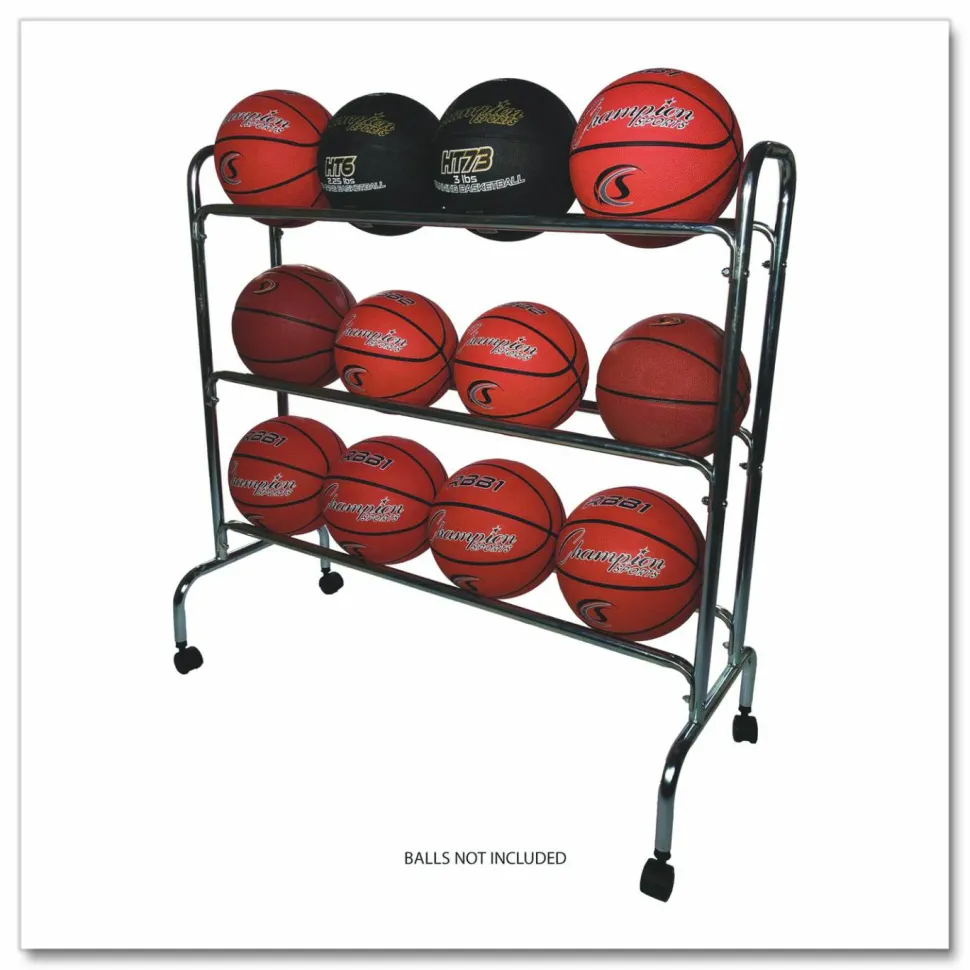Champion Sports 12-Ball Basketball Rack, 41" x 17" x 41", Steel
