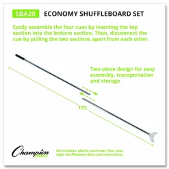 Champion Sports Blacktop Shuffleboard Set, (2) Two-Piece 51