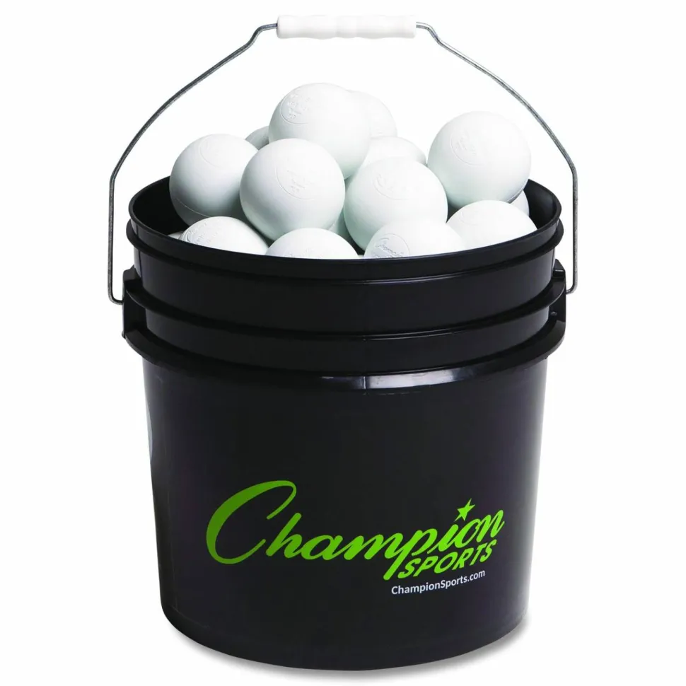 Champion Sports Bucket of Lacrosse Balls, Official Size, White, 36 Balls/Bucket