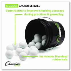 Champion Sports Bucket of Lacrosse Balls, Official Size, White, 36 Balls/Bucket