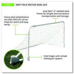 Champion Sports Easy Fold Soccer Goal, 6 ft x 3 ft, 1.25