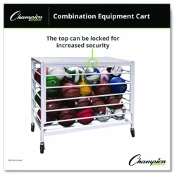 Champion Sports Economy Locking Ball Carrier, Metal, 264 lb Capacity, 23" x 45" x 32", White