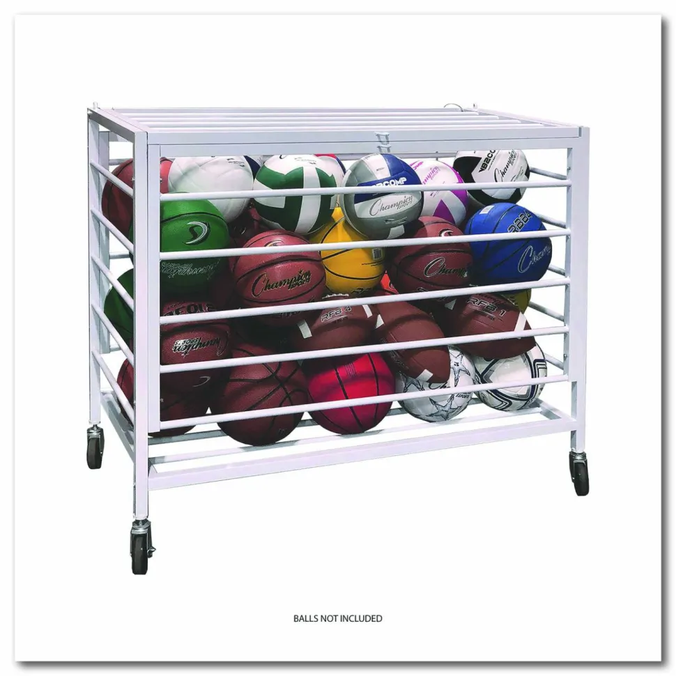 Champion Sports Economy Locking Ball Carrier, Metal, 264 lb Capacity, 23" x 45" x 32", White