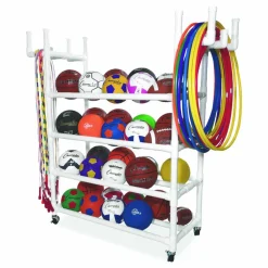 Champion Sports Equipment Cart, Plastic, 176 lb Capacity, 19 x 61 x 62, White