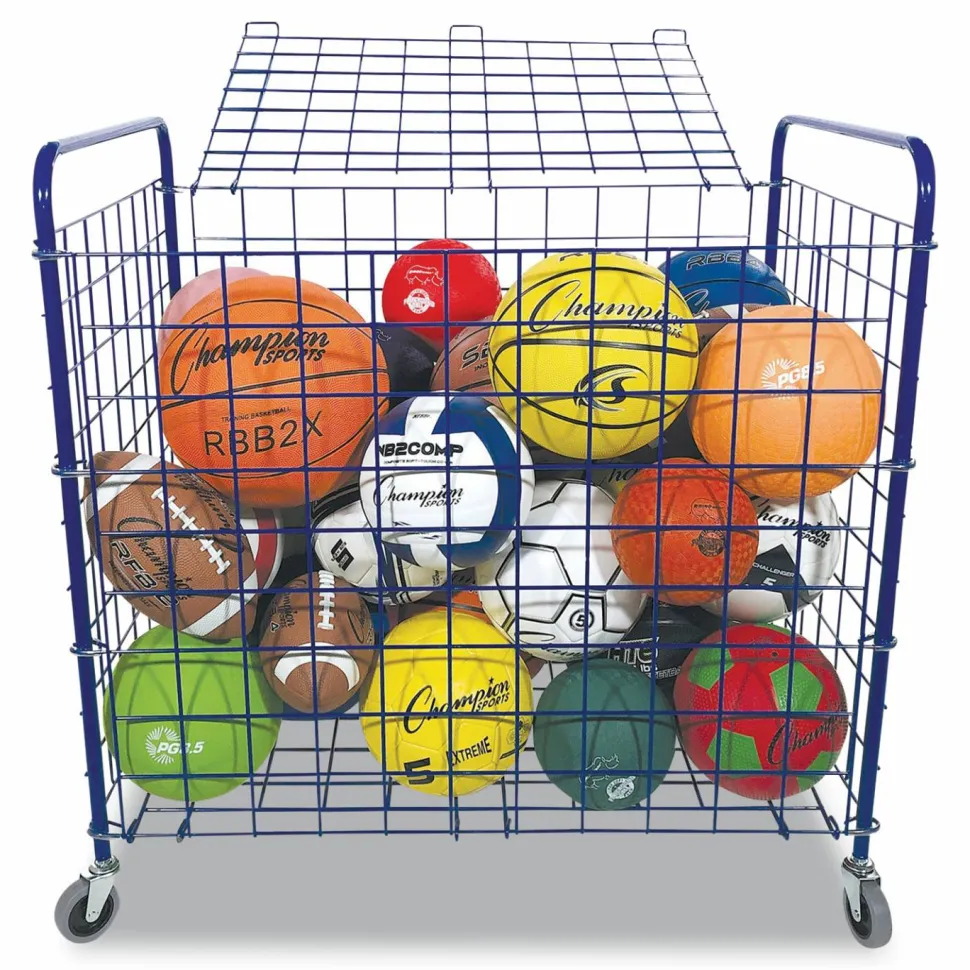 Champion Sports Full Size Lockable Ball Locker, Steel, 36"L x 24"W x 36"H, Blue