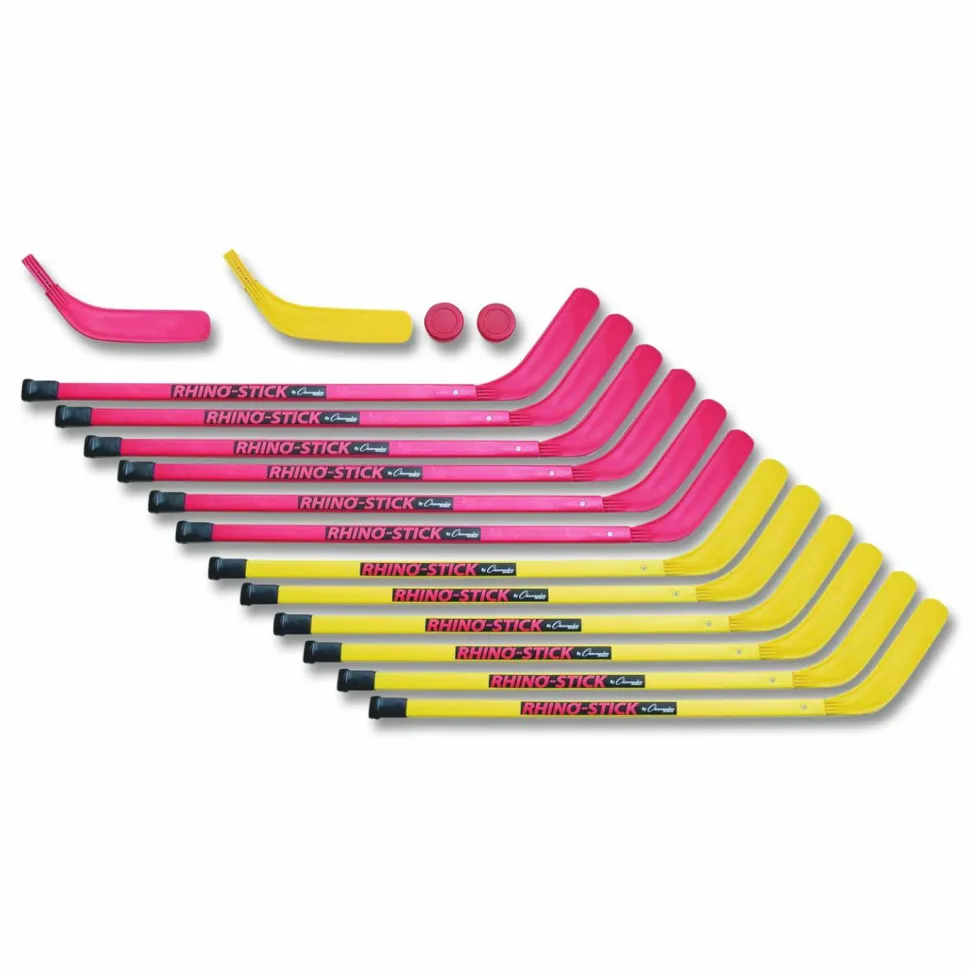 Champion Sports Indoor ABS Kids Hockey Set, 2 Pucks, 12 Sticks