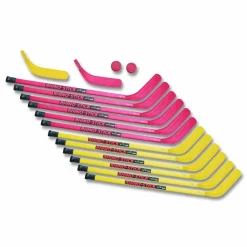 Champion Sports Indoor ABS Kids Hockey Set, 2 Pucks, 12 Sticks
